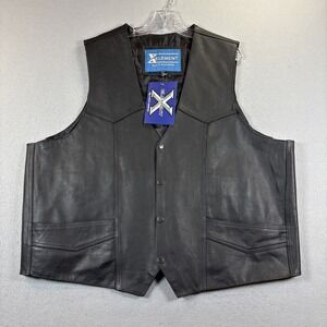 Xelement Vest‎ Mens Size 4XL Black Denim Button Up Motorcycle Biker Riding NEW